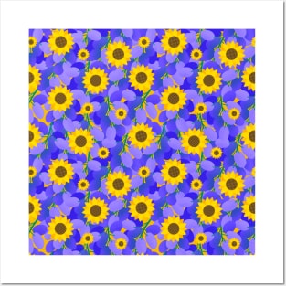 Grapeful memories with grapes and sunflowers pattern Posters and Art